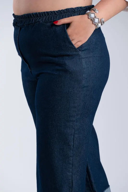 Denim Zip Culotte Waistband