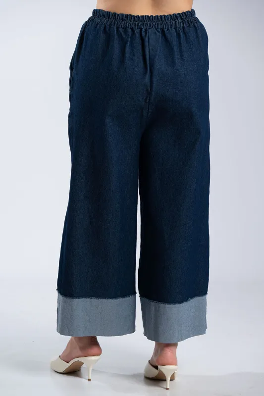 Denim Zip Culotte Waistband