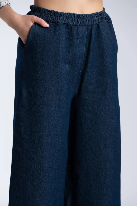 Denim Zip Culotte Waistband