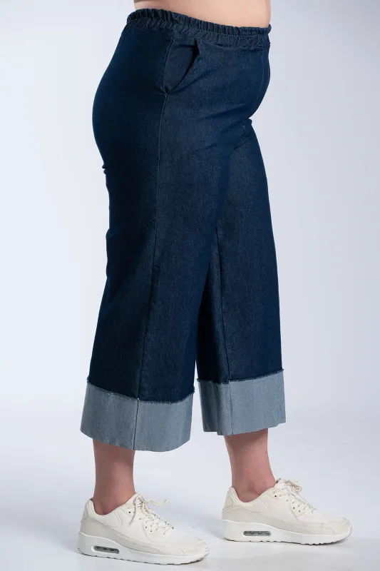 Denim Zip Culotte Waistband
