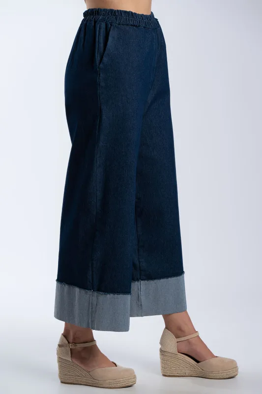Denim Zip Culotte Waistband