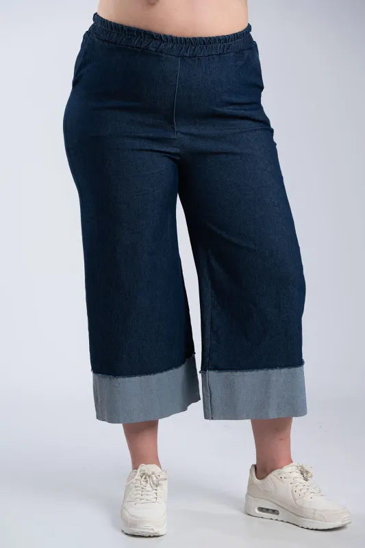 Denim Zip Culotte Waistband