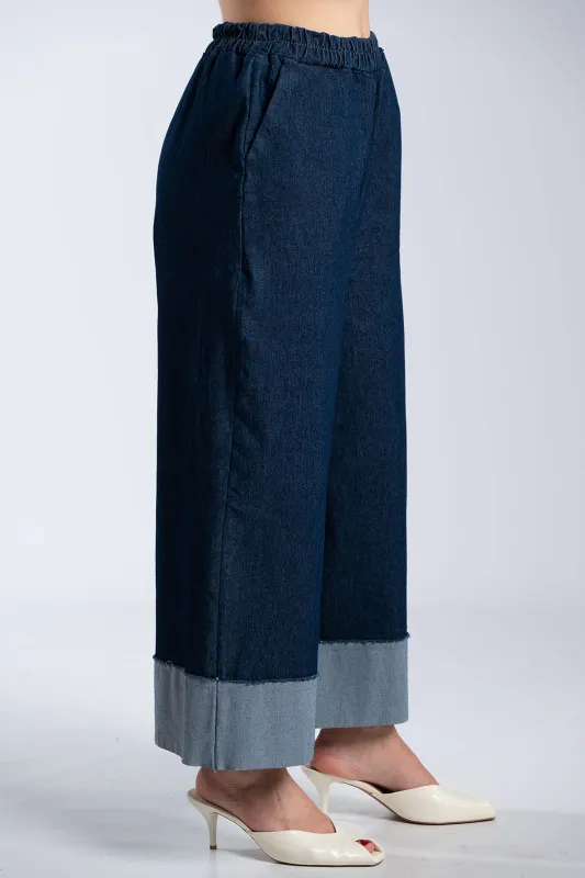 Denim Zip Culotte Waistband