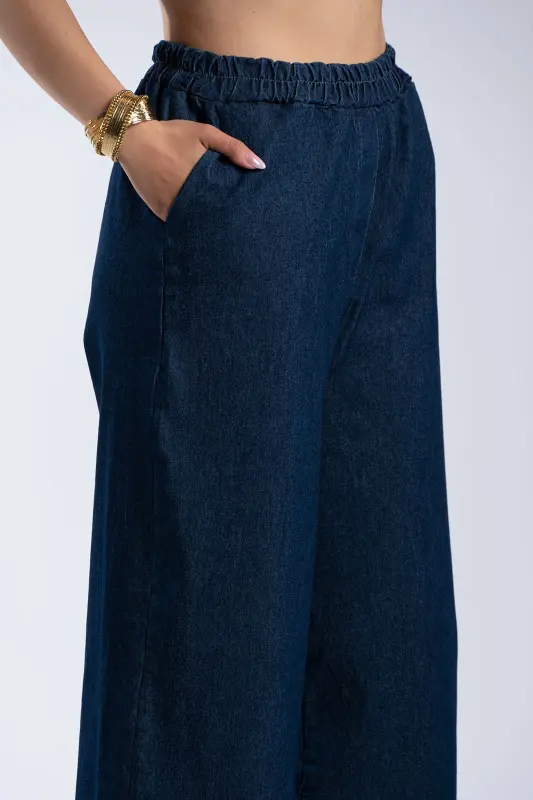 Denim Zip Culotte Waistband