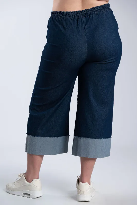 Denim Zip Culotte Waistband