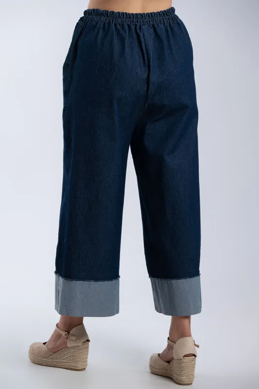 Denim Zip Culotte Waistband