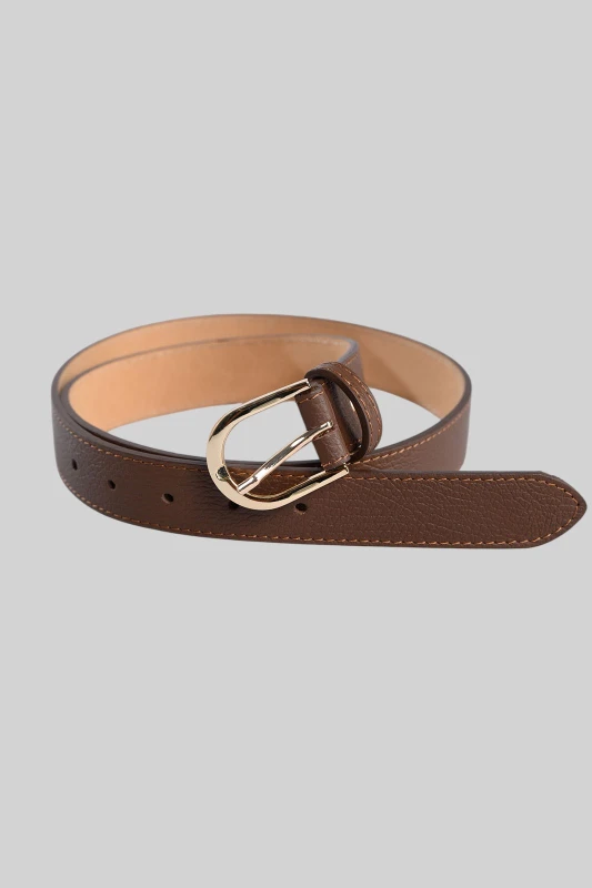 Leather Belt Gold Buckle 