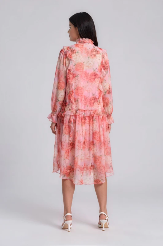 Ethereal Bloom Midi Dress Βολάν