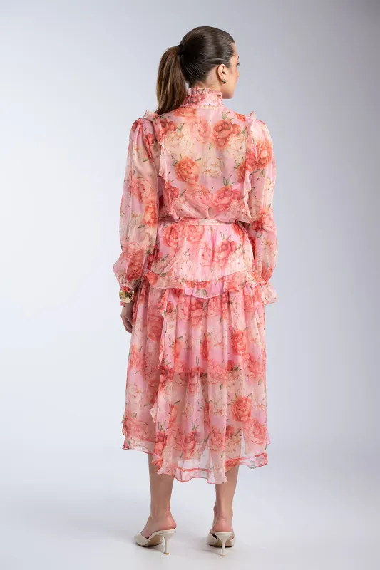 Ethereal Bloom Midi Dress Βολάν