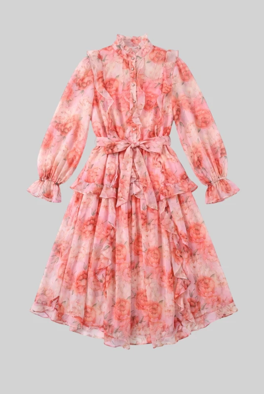 Ethereal Bloom Midi Dress Βολάν