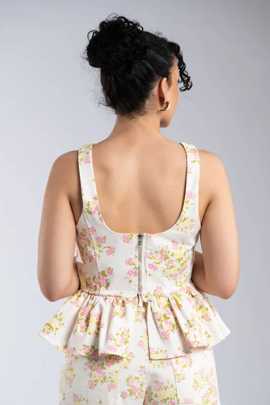 Floral Peplum Top Ruffles