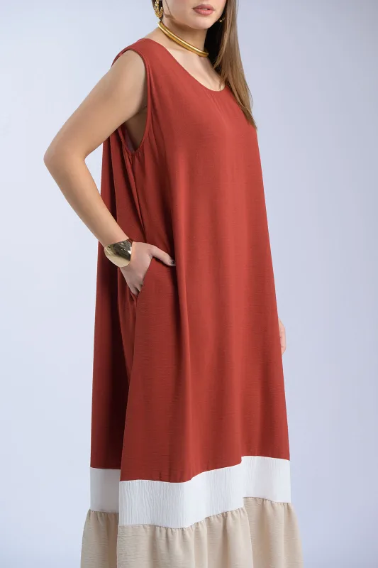 Oversized Sleeveless Crepe Dress