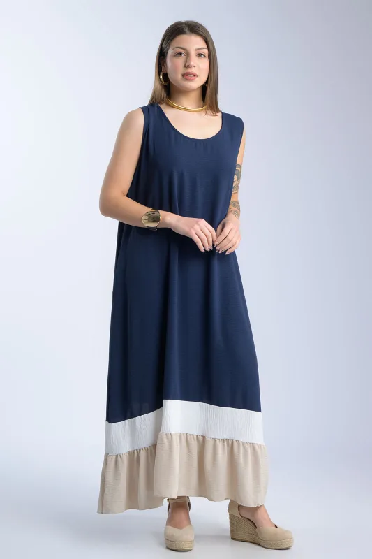 Oversized Sleeveless Crepe Dress