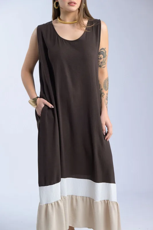 Oversized Sleeveless Crepe Dress