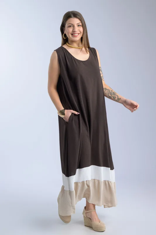 Oversized Sleeveless Crepe Dress