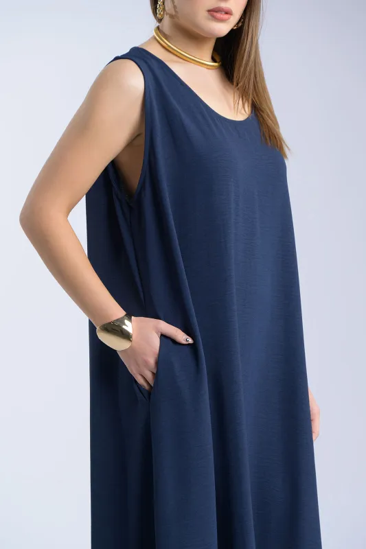 Oversized Sleeveless Crepe Dress