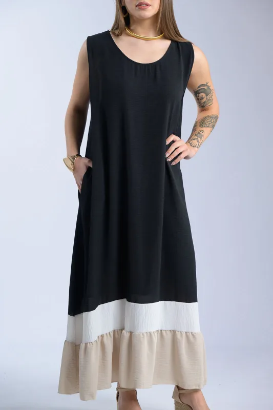 Oversized Sleeveless Crepe Dress