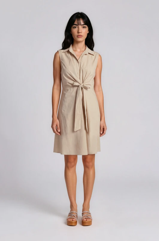 Dress Sleeveless Tie-Front 