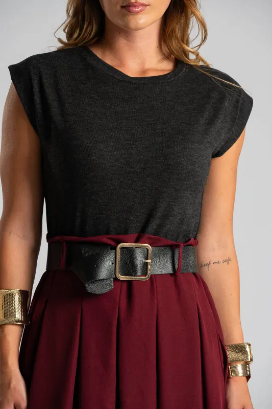 Dress Sleeveless Different Textures Maxi