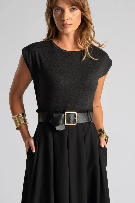 Dress Sleeveless Different Textures Maxi