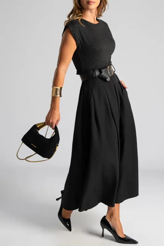 Dress Sleeveless Different Textures Maxi