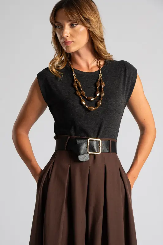 Dress Sleeveless Different Textures Maxi