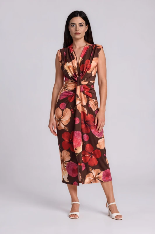Dress Sleeveless Floral Body Line