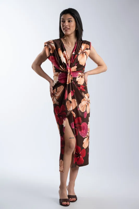 Dress Sleeveless Floral Body Line