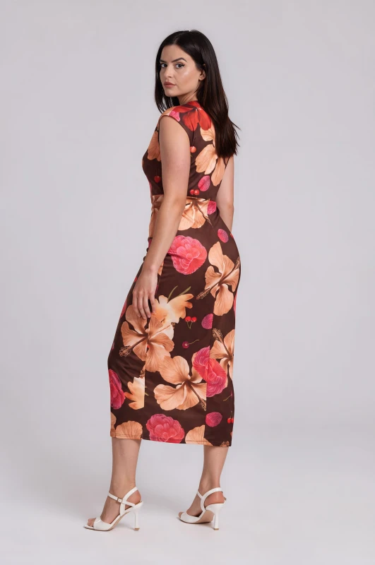 Dress Sleeveless Floral Body Line