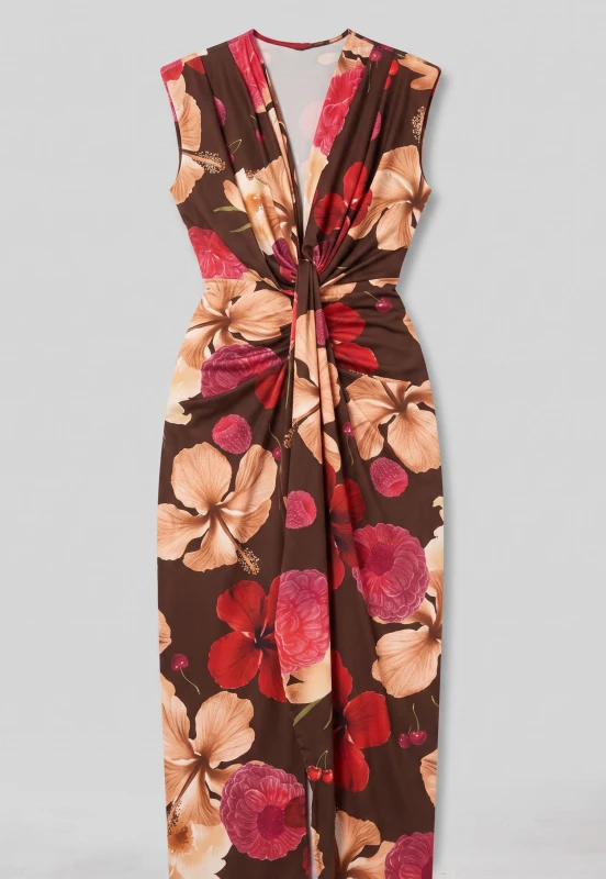 Dress Sleeveless Floral Body Line