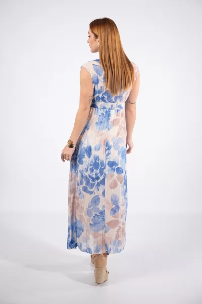Φόρεμα Αμάνικο Floral Μπλε
