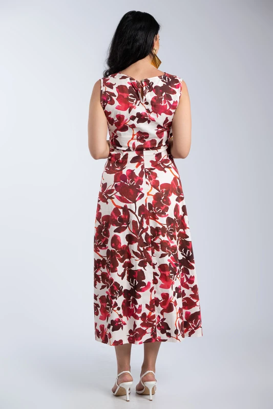 Φόρεμα Αμάνικο Floral Ντραπέ