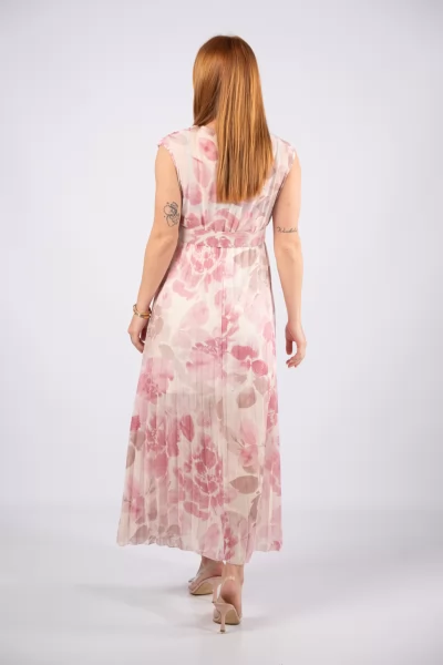 Φόρεμα Αμάνικο Floral Ροζ