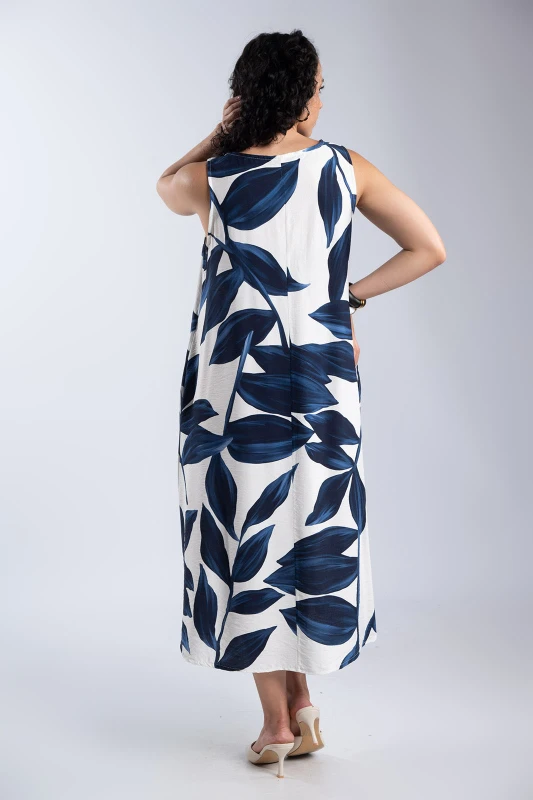 Sleeveless Floral Dress Pockets 