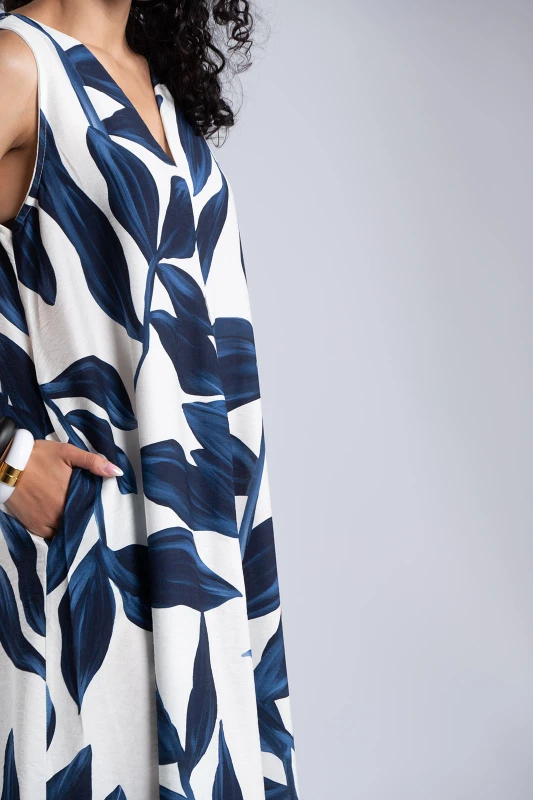 Sleeveless Floral Dress Pockets 