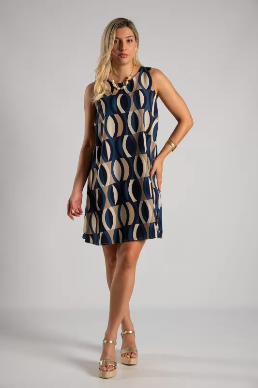 Sleeveless Dress Geometric Patterns