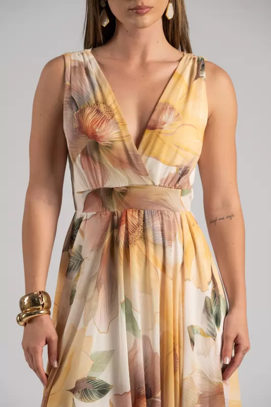 Φόρεμα Αμάνικο Maxi Floral