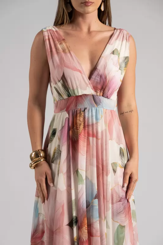 Φόρεμα Αμάνικο Maxi Floral