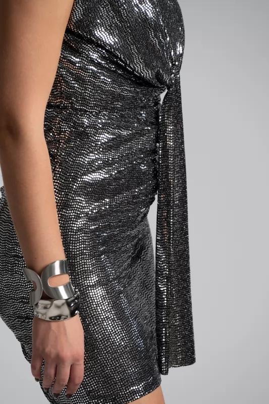 Dress Sleeveless Mini Shimmer Silver