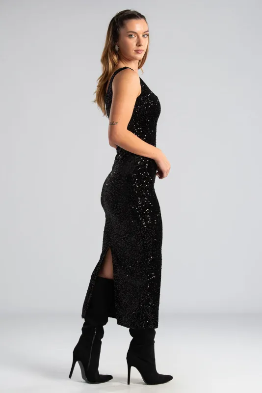 Sleeveless Maxi Dress Sequins 
