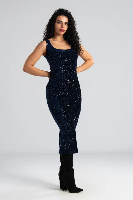 Φόρεμα Αμάνικο Παγιέτες Maxi