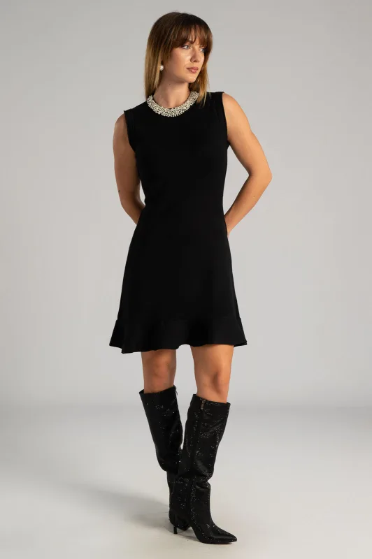 Φόρεμα Αμάνικο Πέρλες Λαιμόκοψη