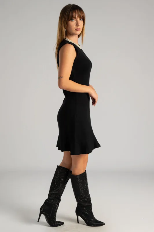 Φόρεμα Αμάνικο Πέρλες Λαιμόκοψη