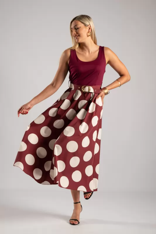 Dress Sleeveless Dots Belt