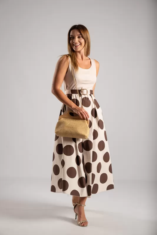 Dress Sleeveless Dots Belt