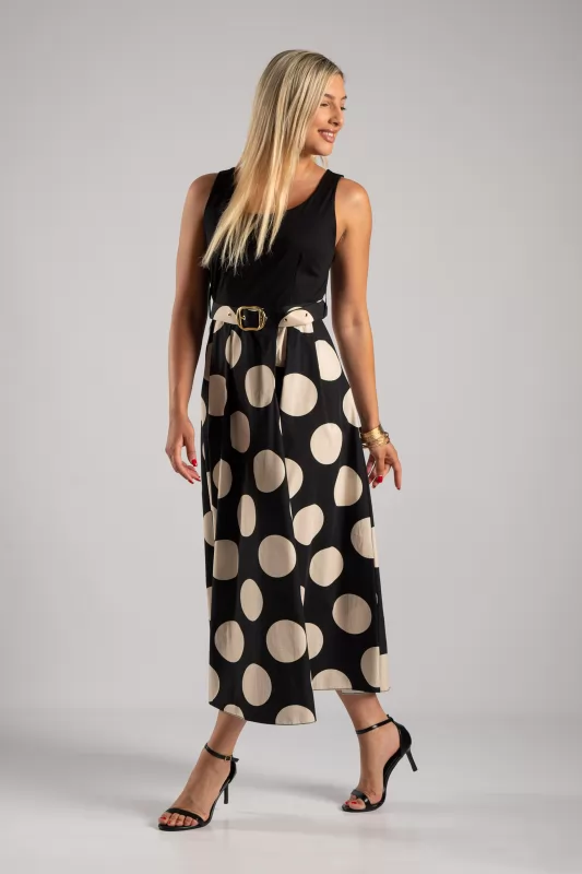 Dress Sleeveless Dots Belt
