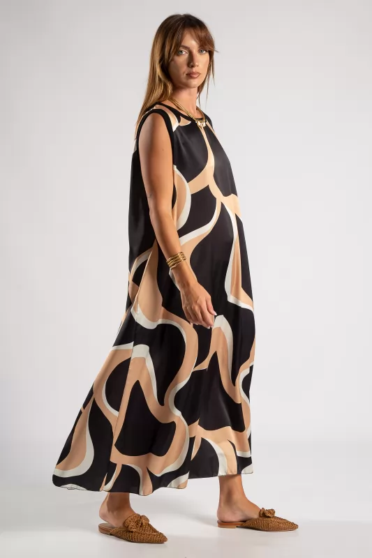 Dress Sleeveless Rib Printed 