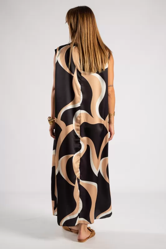 Dress Sleeveless Rib Printed 
