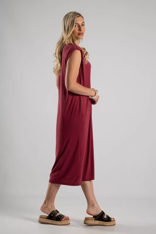 Φόρεμα Αμάνικο Rib Midi