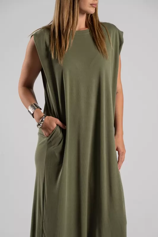Φόρεμα Αμάνικο Rib Midi